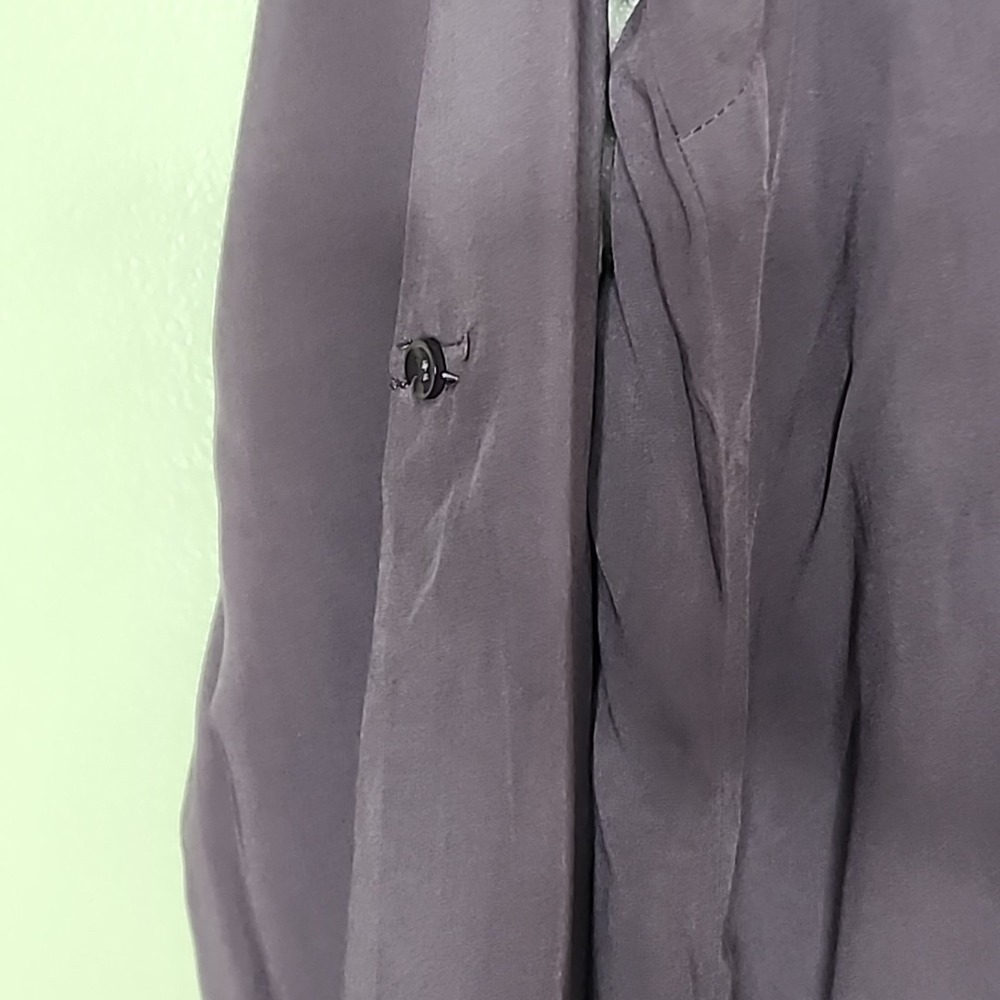 Solitaire Purple Embroidered Roll Tab Sleeve Rayon Tunic Top L 18-1668 - Picture 6 of 11